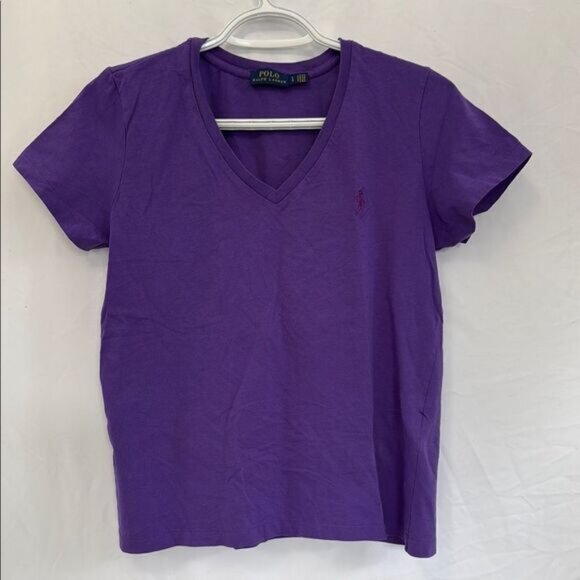 Polo Ralph Lauren Purple V-Neck T-Shirt sz Large - Picture 1 of 2